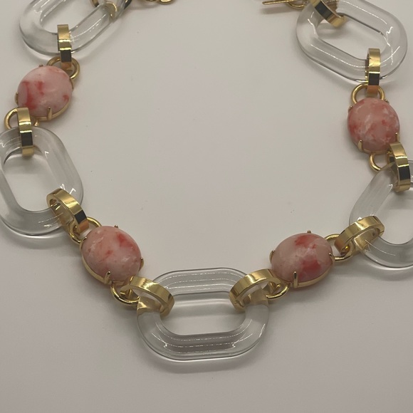 Lele Sadoughi GORGEOUS peachy/pink stone and acetate necklace. *RARE* - Picture 5 of 5